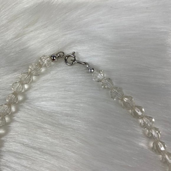 Vintage Trifari Clear & Black Glass Bead Necklace 16.5" - Picture 5 of 5